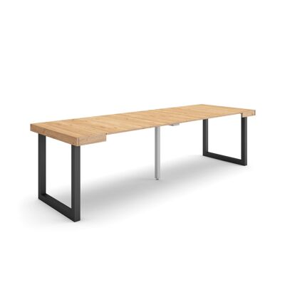 Accueil | Table console extensible | Table à manger pliante | 260 | Pour 12 personnes | Pieds en bois massif | Style moderne | Chêne322_35_02