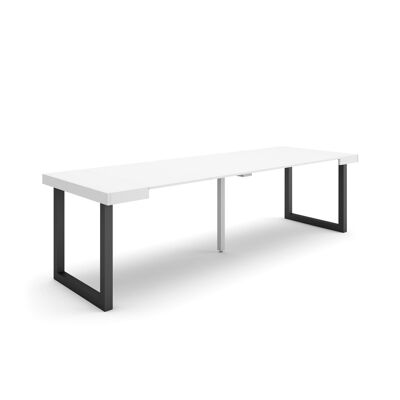 Accueil | Table console extensible | Table à manger pliante | 260 | Pour 12 personnes | Pieds en bois massif | Style moderne | Blanc329_7_02