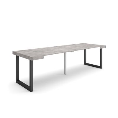 Accueil | Table console extensible | Table à manger pliante | 260 | Pour 12 personnes | Pieds en bois massif | Style moderne | Ciment344_18_02