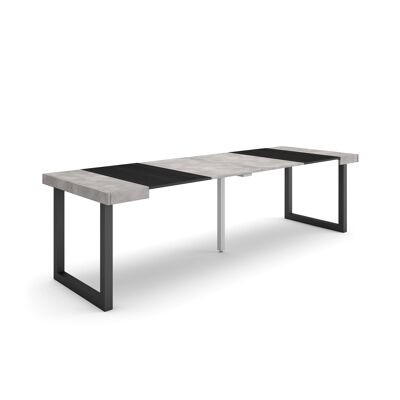 Skraut Home | Tavolo Consolle Allungabile | Tavolo da pranzo pieghevole | 260| Per 12 persone | Gambe in legno massiccio | Stile moderno | Cemento344_21_02