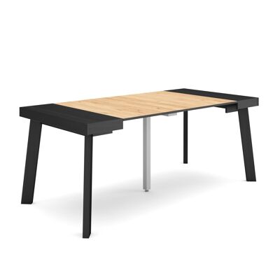 Skraut Home | Mesa Consola extensible | Mesa comedor plegable | 180 | Para 8 comensales | Patas de madera | Estilo Moderno | Negro y roble260_35_02