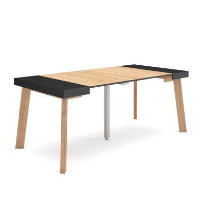 Skraut Home | Mesa Consola extensible | Mesa comedor plegable | 180 | Para 8 comensales | Patas de madera | Estilo Moderno | Negro y roble265_18_02