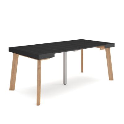Skraut Home | Extendable Console Table | Folding dining table | 180 | For 8 people | Wooden legs | Modern Style | Black265_25_02