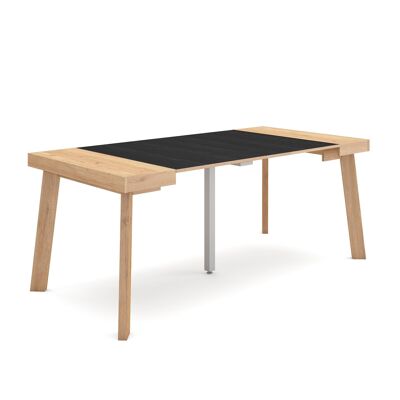 Skraut Home | Mesa Consola extensible | Mesa comedor plegable | 180 | Para 8 comensales | Patas de madera | Estilo Moderno | Roble y negro263_37_02