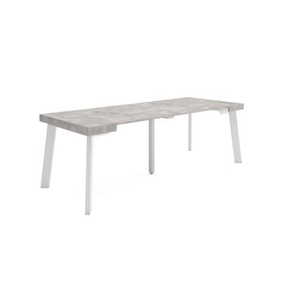 Skraut Home | Extendable Console Table | Folding dining table | 220 | For 10 people | Wooden legs | Modern Style | Cement307_18_02