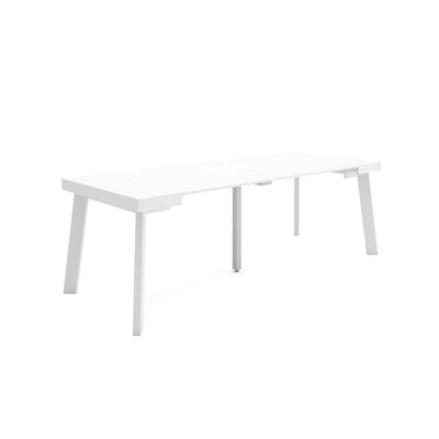 Skraut Home | Extendable Console Table | Folding dining table | 220 | For 10 people | Wooden legs | Modern Style | White305_49_02