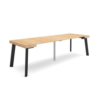 Skraut Home | Extendable Console Table | Folding dining table | 260 | For 12 people | Wooden legs | Modern Style | Oak325_35_02