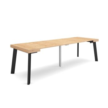 Accueil | Table console extensible | Table à manger pliante | 260 | Pour 12 personnes | Pieds en bois | Style moderne | Chêne325_35_02 1