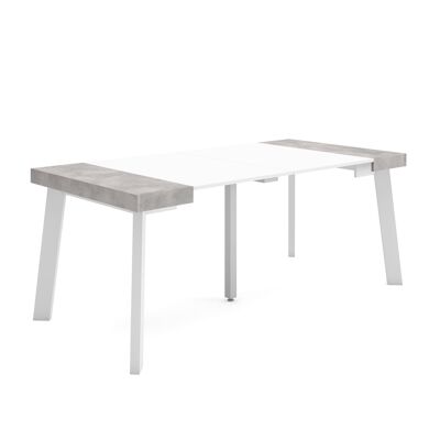 Skraut Home | Extendable Console Table | Folding dining table | 180 | For 8 people | Wooden legs | Modern Style | White and cement271_6_02