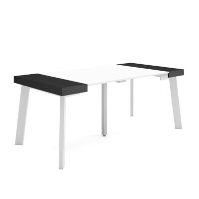 Skraut Home | Mesa Consola extensible | Mesa comedor plegable | 180 | Para 8 comensales | Patas de madera | Estilo Moderno | Blanco y negro 270_7_02