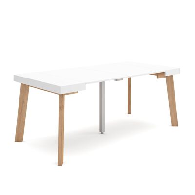 Skraut Home | Extendable Console Table | Folding dining table | 180 | For 8 people | Wooden legs | Modern Style | White264_7_02