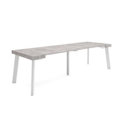 Skraut Home | Extendable Console Table | Folding dining table | 260 | For 12 people | Wooden legs | Modern Style | Cement387_18_02