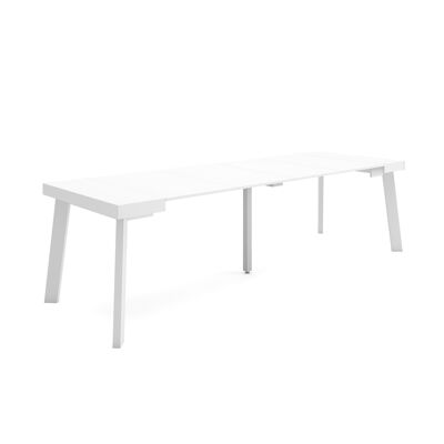 Skraut Home | Extendable Console Table | Folding dining table | 260 | For 12 people | Wooden legs | Modern Style | White373_49_02