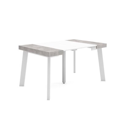 Skraut Home | Extendable Console Table | Folding dining table | 140 | For 6 people | Wooden legs | Modern Style | White and cement243_7_02