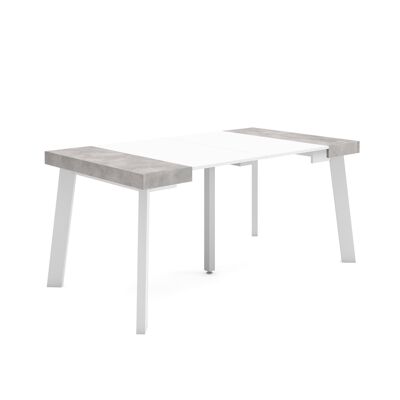 Skraut Home | Extendable Console Table | Folding dining table | 160 | For 8 people | Wooden legs | Modern Style | White and cement247_7_02