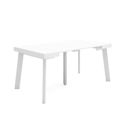 Skraut Home | Extendable Console Table | Folding dining table | 160 | For 8 people | Wooden legs | Modern Style | White245_25_02