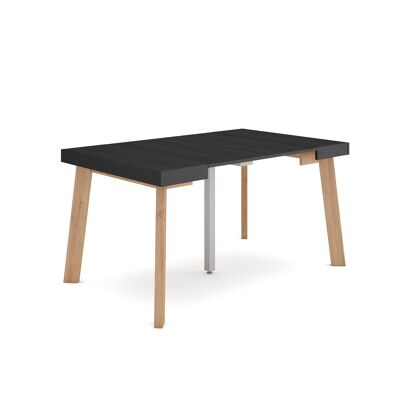 Skraut Home | Extendable Console Table | Folding dining table | 140 | For 6 people | Wooden legs | Modern Style | Black192_49_02