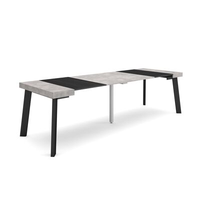 Skraut Home | Extendable Console Table | Folding dining table | 260 | For 12 people | Wooden legs | Modern Style | Cement346_21_02