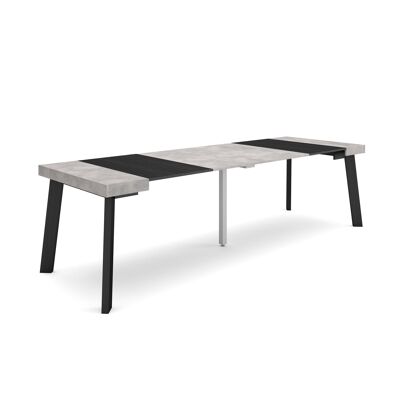 Accueil | Table console extensible | Table à manger pliante | 260 | Pour 12 personnes | Pieds en bois | Style moderne | Ciment346_21_02