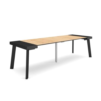 Skraut Home | Extendable Console Table | Folding dining table | 260 | For 12 people | Wooden legs | Modern Style | Black and oak339_35_02