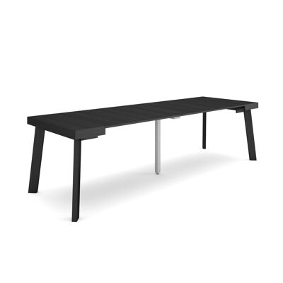 Skraut Home | Mesa Consola extensible | Mesa comedor plegable | 260 | Para 12 comensales | Patas de madera | Estilo Moderno | Negro339_49_02