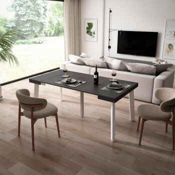 Accueil | Table console extensible | Table à manger pliante | 180 | Pour 8 personnes | Pieds en bois | Style moderne | Noir270_6_02 2