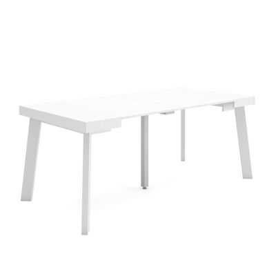 Skraut Home | Extendable Console Table | Folding dining table | 180 | For 8 people | Wooden legs | Modern Style | White269_25_02