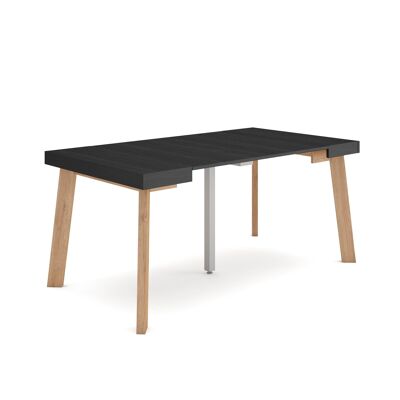 Skraut Home | Extendable Console Table | Folding dining table | 160 | For 8 people | Wooden legs | Modern Style | Black222_49_02