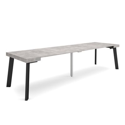 Skraut Home | Extendable Console Table | Folding dining table | 300 | For 14 people | Wooden legs | Modern Style | Cement347_18_02