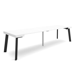 Accueil | Table console extensible | Table à manger pliante | 300 | Pour 14 personnes | Pieds en bois | Style moderne | Blanc332_7_02