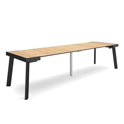 Skraut Home | Mesa Consola extensible | Mesa comedor plegable | 300 | Para 14 comensales | Patas de madera | Estilo Moderno | Roble353_19_02