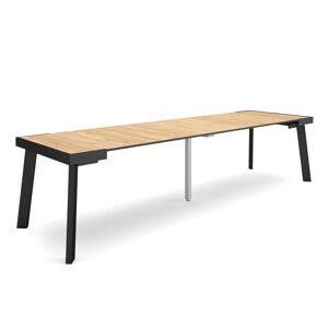 Accueil | Table console extensible | Table à manger pliante | 300 | Pour 14 personnes | Pieds en bois | Style moderne | Chêne353_19_02