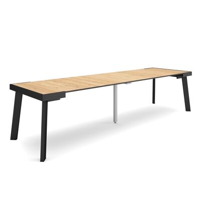 Accueil | Table console extensible | Table à manger pliante | 300 | Pour 14 personnes | Pieds en bois | Style moderne | Chêne353_19_02