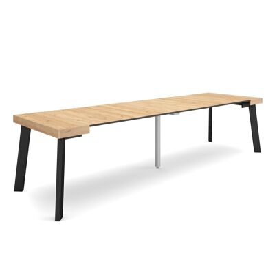 Skraut Home | Extendable Console Table | Folding dining table | 300 | For 14 people | Wooden legs | Modern Style | Oak326_35_02