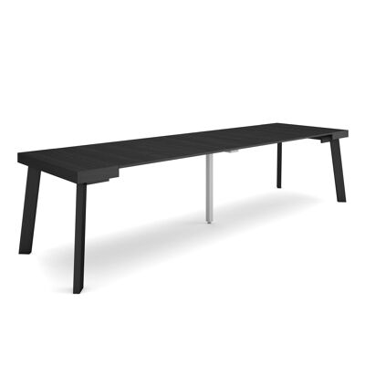 Skraut Home | Extendable Console Table | Folding dining table | 300 | For 14 people | Wooden legs | Modern Style | Black340_49_02