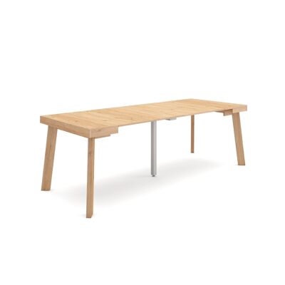 Skraut Home | Extendable Console Table | Folding dining table | 220 | For 10 people | Wooden legs | Modern Style | Oak308_34_02