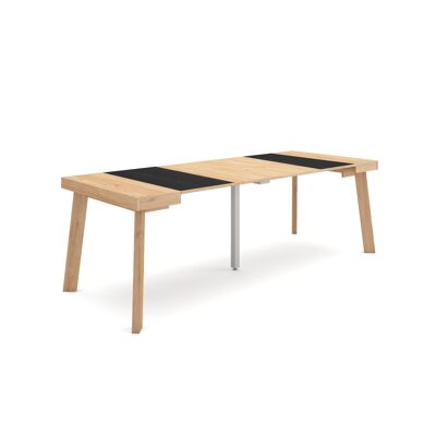Skraut Home | Extendable Console Table | Folding dining table | 220 | For 10 people | Wooden legs | Modern Style | Oak and black308_41_02