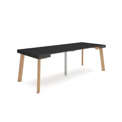 Skraut Home | Extendable Console Table | Folding dining table | 220 | For 10 people | Wooden legs | Modern Style | Black310_49_02