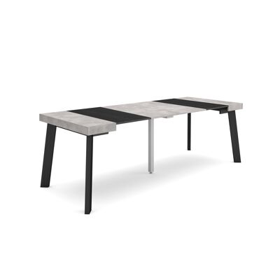 Skraut Home | Extendable Console Table | Folding dining table | 220 | For 10 people | Wooden legs | Modern Style | Cement315_21_02