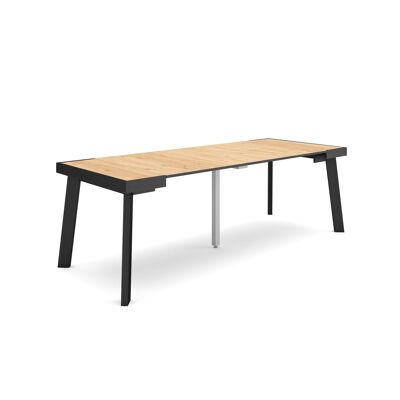 Skraut Home | Mesa Consola extensible | Mesa comedor plegable | 220 | Para 10 comensales | Patas de madera | Estilo Moderno | Roble316_37_02