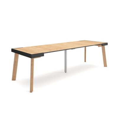 Skraut Home | Extendable Console Table | Folding dining table | 260 | For 12 people | Wooden legs | Modern Style | Oak360_19_02