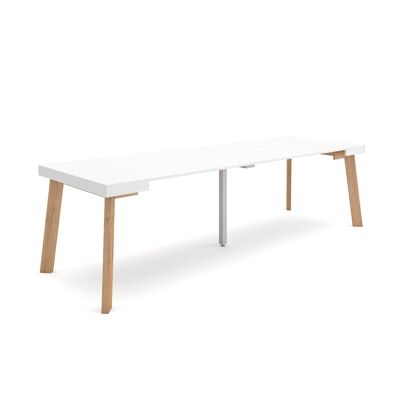 Skraut Home | Extendable Console Table | Folding dining table | 260 | For 12 people | Wooden legs | Modern Style | White356_25_02