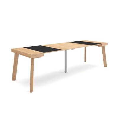 Skraut Home | Extendable Console Table | Folding dining table | 260 | For 12 people | Wooden legs | Modern Style | Oak and black354_41_02