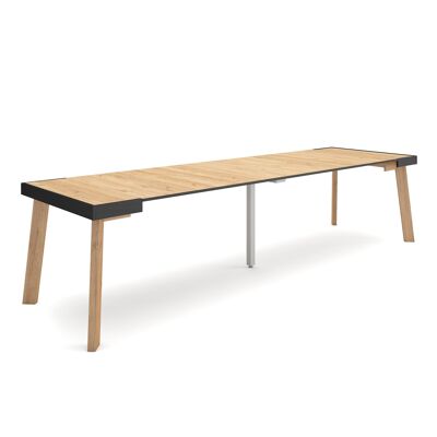 Skraut Home | Extendable Console Table | Folding dining table | 300 | For 14 people | Wooden legs | Modern Style | Oak361_19_02
