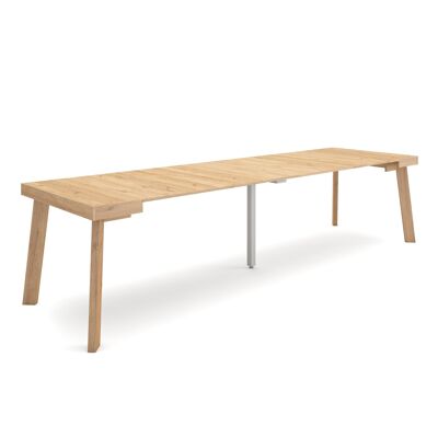 Accueil | Table console extensible | Table à manger pliante | 300 | Pour 14 personnes | Pieds en bois | Style moderne | Chêne355_34_02