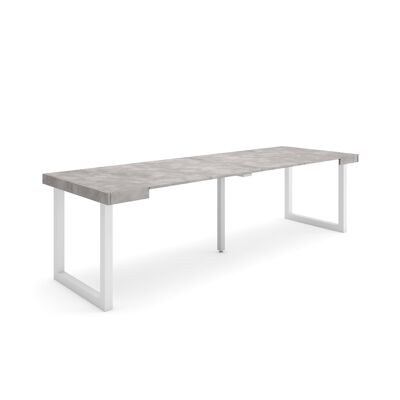 Skraut Home | Extendable Console Table | Folding dining table | 260 | For 12 people | Solid wood legs | Modern Style | Cement385_18_02