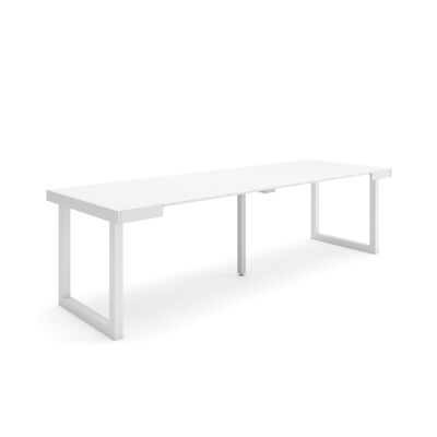 Skraut Home | Extendable Console Table | Folding dining table | 260 | For 12 people | Solid wood legs | Modern Style | White371_49_02