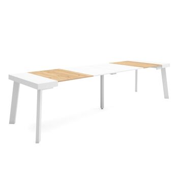 Accueil | Table console extensible | Table à manger pliante | 300 | Pour 14 personnes | Pieds en bois | Style moderne | Chêne et blanc374_37_02 1