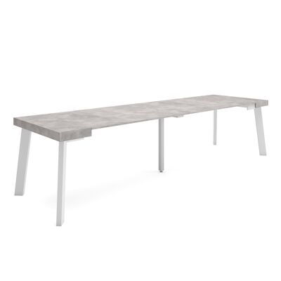Skraut Home | Extendable Console Table | Folding dining table | 300 | For 14 people | Wooden legs | Modern Style | Cement388_18_02