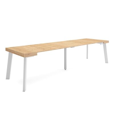 Skraut Home | Extendable Console Table | Folding dining table | 300 | For 14 people | Wooden legs | Modern Style | Oak368_18_02